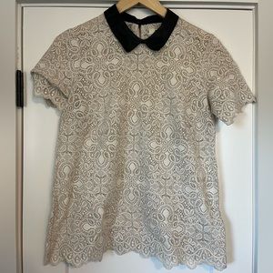 Madewell Linen Collar Cream Lace Top